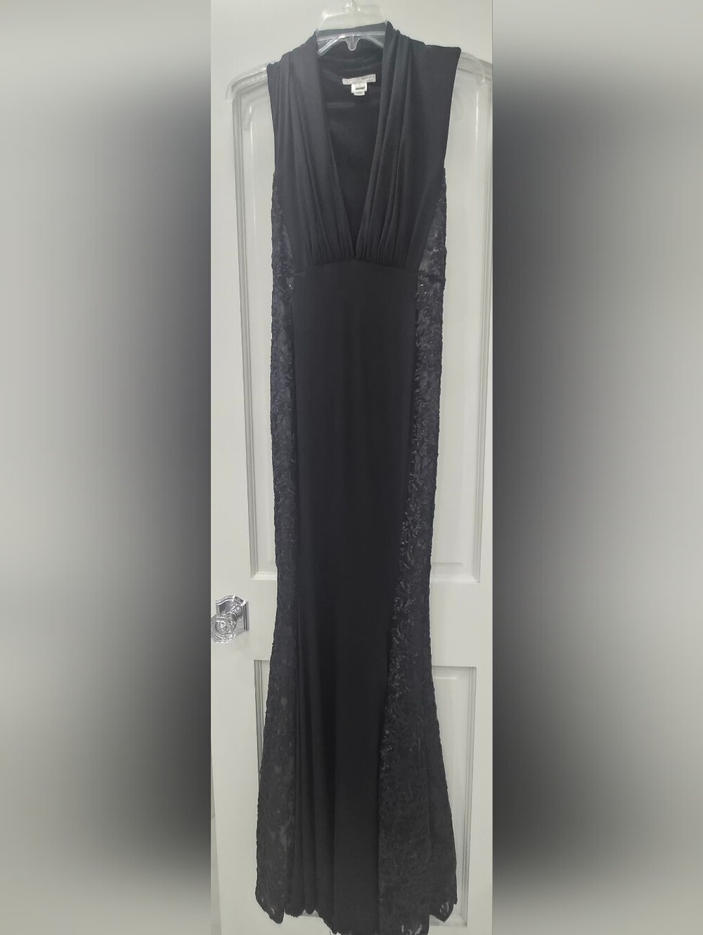 Alberto Makali Black Lace-Panel Maxi Dress-Skirt